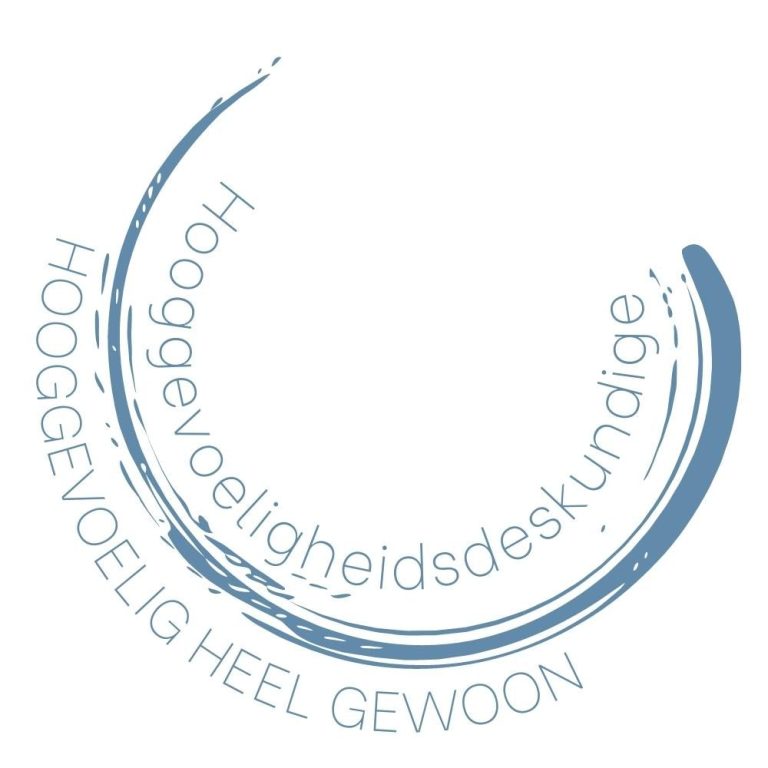 Logo met de tekst "Hooggevoeligheidsdeskundige" in een ronde opmaak. Coach en therapeut.